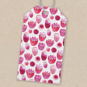 Pink Watercolor Blossom Floral Geschenkanhänger