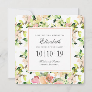 Pink Watercolor Blossom Muster - Bridesmaid Einladung