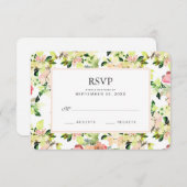 Pink Watercolor Blossom Muster - Hochzeitsszenario RSVP Karte (Vorne/Hinten)