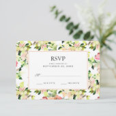 Pink Watercolor Blossom Muster - Hochzeitsszenario RSVP Karte (Stehend Vorderseite)