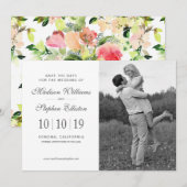 Pink Watercolor Blossom Muster - Save the Date (Vorne/Hinten)