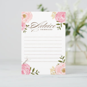 Pink Watercolor Blume Babyduschberatungskarte II Hinweiskarte