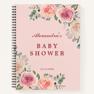 Pink Watercolor Blume Babydusche Notizblock