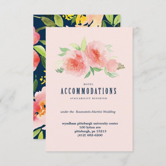 PINK WATERCOLOR BLUME BEGLEITKARTE (Vorne/Hinten)