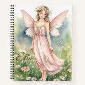 Pink Watercolor Blume Fairy Personalisiert Noteboo Notizblock (Vorderseite)