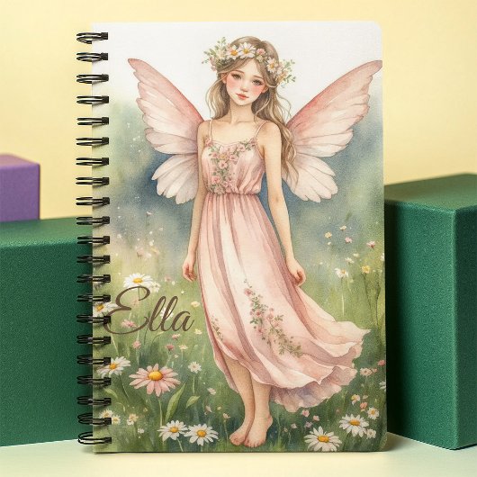 Pink Watercolor Blume Fairy Personalisiert Noteboo Notizblock