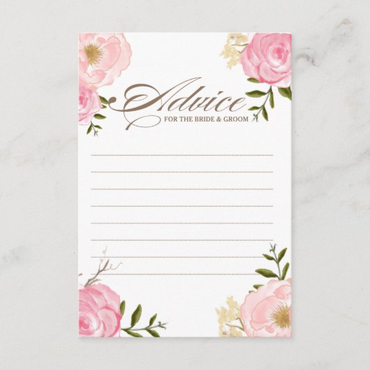 Pink Watercolor Blume Hochzeitsratgeber Karte (Vorderseite)