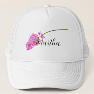 Pink Watercolor Blume mit Ihrem Namen Trucker Hat Truckerkappe