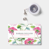 Pink Watercolor Blume Muster Ausweis (Vorderseite mit Ausziehbar)