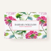 Pink Watercolor Blume Muster Ausweis (Rückseite)