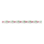 Pink Watercolor Blume Muster Satinband (Vorderseite)