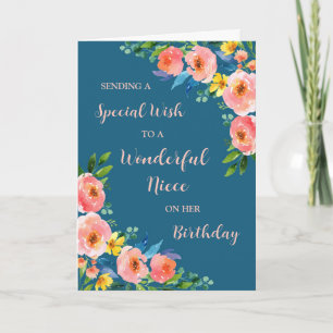 Pink Watercolor Blume Niece Birthday Karte