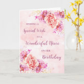 Pink Watercolor Blume Niece Birthday Karte (Gelbe Blume)