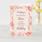 Pink Watercolor Blume Niece Birthday Karte (Gelbe Blume)