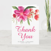 Pink Watercolor Blume Posy Danke Karte II