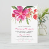 Pink Watercolor Blume Posy Wedding Einladung (Stehend Vorderseite)