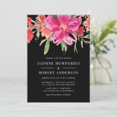 Pink Watercolor Blume Posy Wedding Einladung II (Stehend Vorderseite)