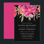 Pink Watercolor Blume Posy Wedding Einladung II<br><div class="desc">Elegante Hochzeitseinladung mit heißen Rosa- und Korallenfloralen. Diese blumengeschmückte Einladung ist Teil einer Hochzeitssuite. Matching Artikel sind in meinem Geschäft verfügbar.</div>