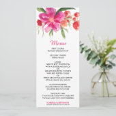 Pink Watercolor Blume Posy Wedding Menu Card Menükarte (Stehend Vorderseite)