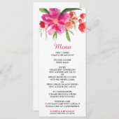 Pink Watercolor Blume Posy Wedding Menu Card Menükarte (Vorne/Hinten)