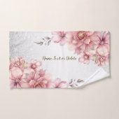Pink Watercolor Blume Shiny Glitzer Moderne Badhandtuch Set (Handtuch)