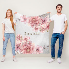 Pink Watercolor Blume Shiny Glitzer Moderne Fleecedecke