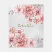 Pink Watercolor Blume Shiny Glitzer Moderne Fleecedecke (Vorderseite)