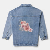 Pink Watercolor Blume Shiny Glitzer Moderne Jeansjacke (Rückseite)