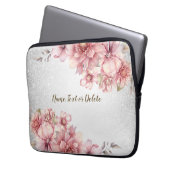 Pink Watercolor Blume Shiny Glitzer Moderne Laptopschutzhülle (Vorderseite Links)