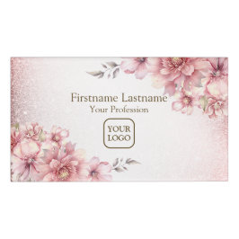 Pink Watercolor Blume Shiny Glitzer Moderne Namenschild