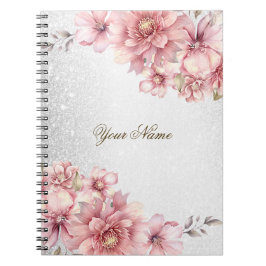 Pink Watercolor Blume Shiny Glitzer Moderne Notizblock