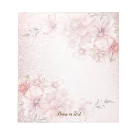 Pink Watercolor Blume Shiny Glitzer Moderne Notizblock