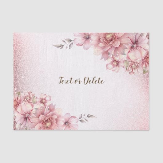 Pink Watercolor Blume Shiny Glitzer Moderne Seidenpapier (Vorderseite)