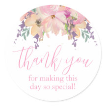 Pink Watercolor Blume Vielen Dank für Ihre Geburts