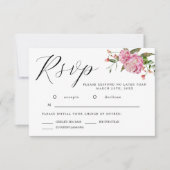 Pink Watercolor Blume Wedding RSVP Card (Vorderseite)