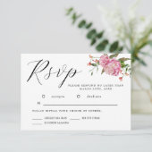 Pink Watercolor Blume Wedding RSVP Card Karte (Stehend Vorderseite)