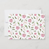 Pink Watercolor Blume Wedding RSVP Card Karte (Rückseite)