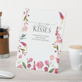 Pink Watercolor Blume Wie viele Küsse Sockelschild (In SItu)