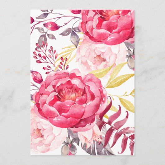 Pink Watercolor Blume Wreath Wedding Program Programm (Rückseite)