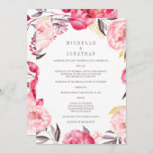 Pink Watercolor Blume Wreath Wedding Program Programm (Vorne/Hinten)