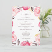 Pink Watercolor Blume Wreath Wedding Program Programm (Stehend Vorderseite)