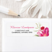 Pink Watercolor Blumen Posy Rücksendeadresse (Insitu)