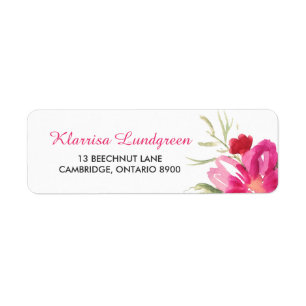 Pink Watercolor Blumen Posy Rücksendeadresse