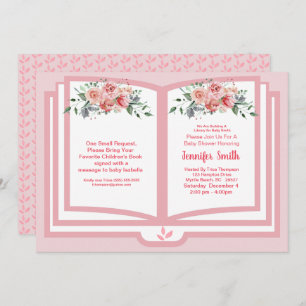 Pink Watercolor Blumenbuch Thema Kinderdusche Einladung