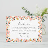 Pink Watercolor Blumengarten Kinderdusche Dankeskarte (Stehend Vorderseite)