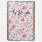 Pink Watercolor Blumengarten Muster Decke (Vorderseite Vertikal)