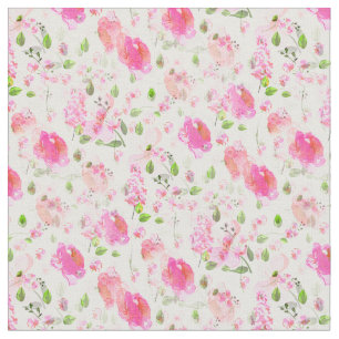 Pink Watercolor Blumengarten Muster Stoff
