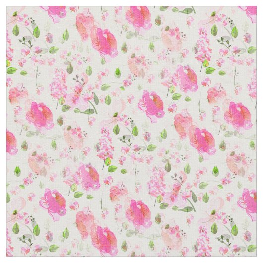 Pink Watercolor Blumengarten Muster Stoff (Nahaufnahme)