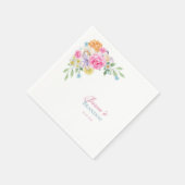 Pink Watercolor Blumengarten Party Hochzeit Serviette (Ecke)