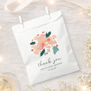 Pink Watercolor Blumengarten Vielen Dank Geschenktütchen